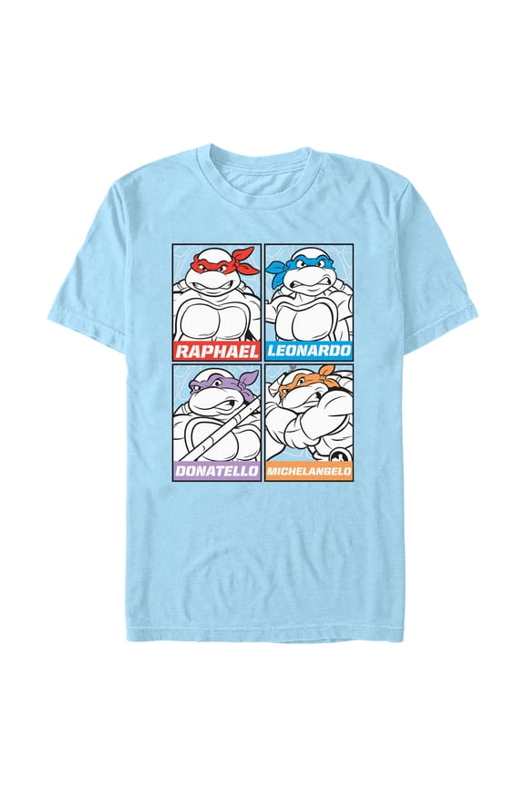 Men's Teenage Mutant Ninja Turtles Coloring Portraits Graphic Tee Light Blue Large