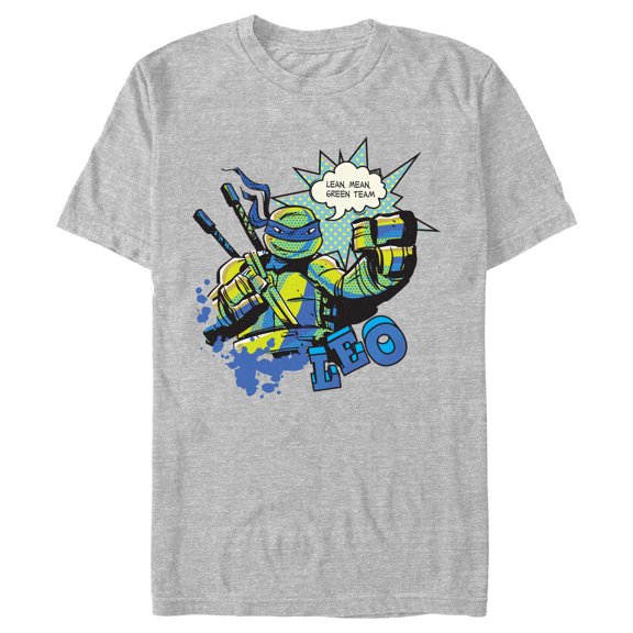 Men's Teenage Mutant Ninja Turtles Comic Leonardo Green Team Graphic Tee Athletic Heather 2X Large