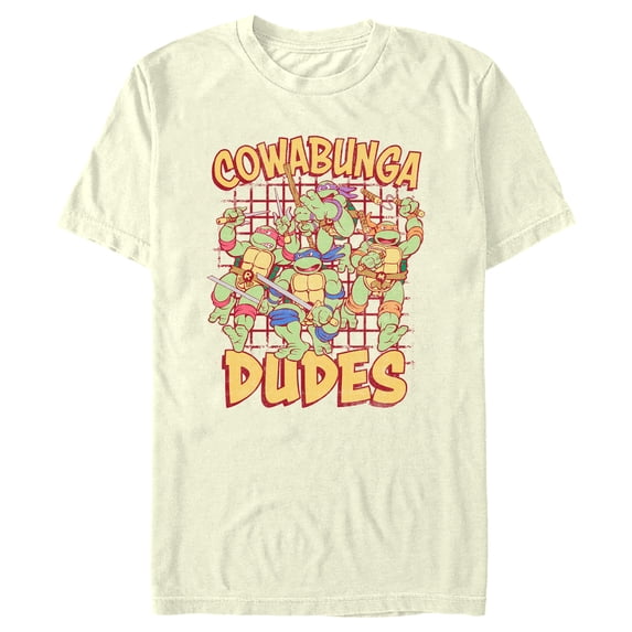 Men's Teenage Mutant Ninja Turtles Distressed Cowabunga Dudes Graphic Tee Beige 2X Large