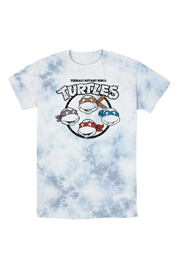 Men's Teenage Mutant Ninja Turtles Distressed Group Logo  Graphic Tee White/Blue Small
