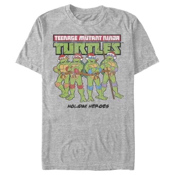 Men's Teenage Mutant Ninja Turtles Distressed Holiday Heroes Graphic Tee Athletic Heather X Large