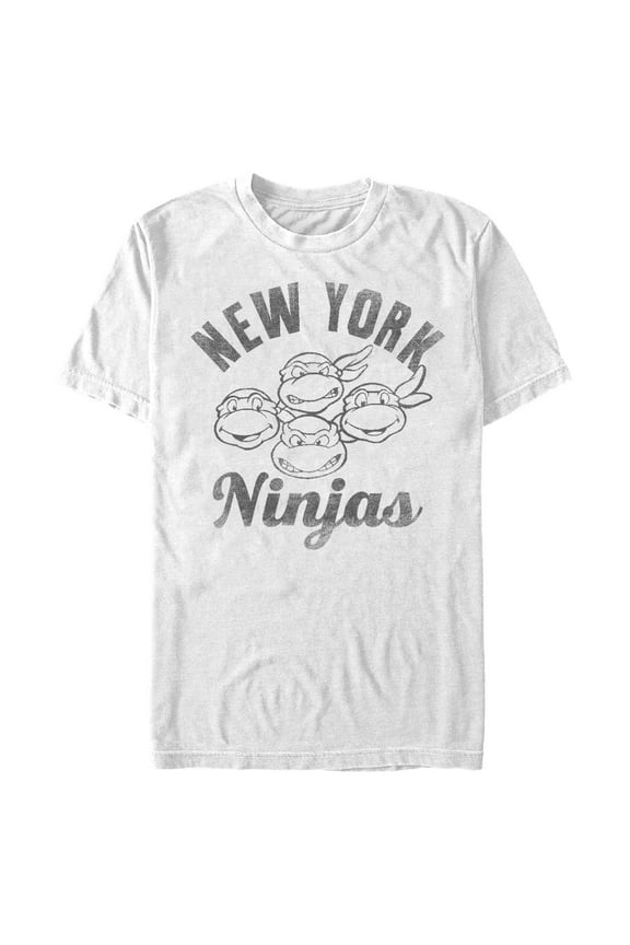 Men's Teenage Mutant Ninja Turtles Distressed New York Ninjas Graphic Tee White 2X Large