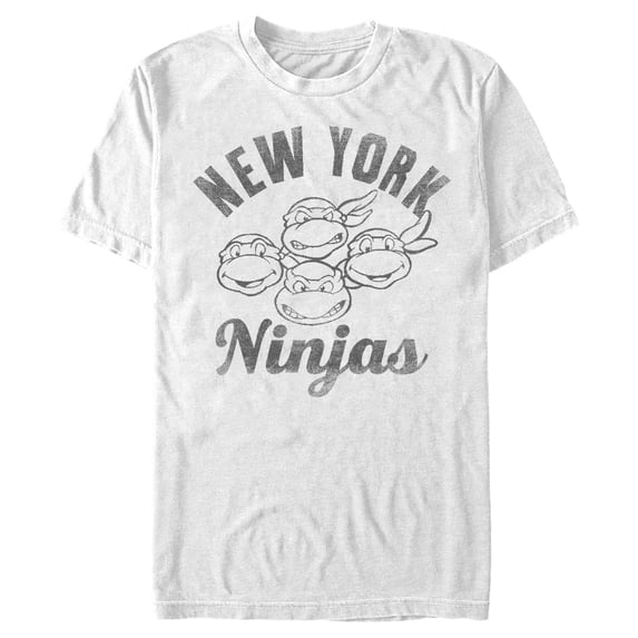 Men's Teenage Mutant Ninja Turtles Distressed New York Ninjas Graphic Tee White Small