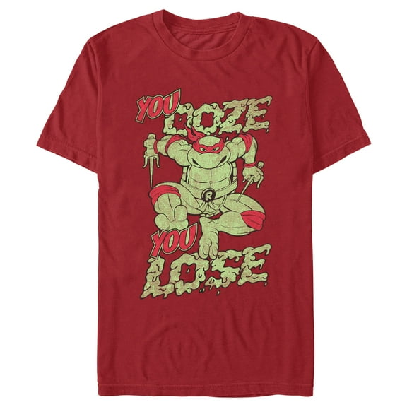 Men's Teenage Mutant Ninja Turtles Distressed Raphael You Ooze You Lose Graphic Tee Cardinal Small