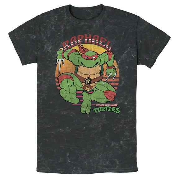 Men's Teenage Mutant Ninja Turtles Distressed Raphael in Action  Graphic Tee Black Small