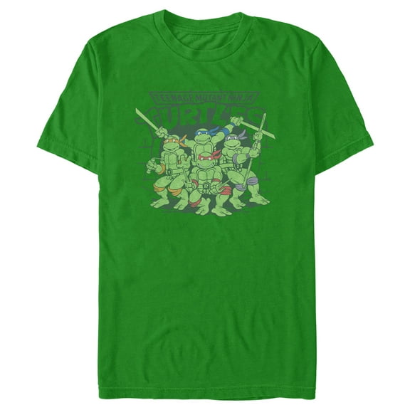 Men's Teenage Mutant Ninja Turtles Distressed Sewer Heroes Logo  Graphic Tee Kelly Green 3X Large