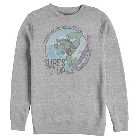 Men's Teenage Mutant Ninja Turtles Distressed Surf's Up Donatello Sweatshirt Athletic Heather Large