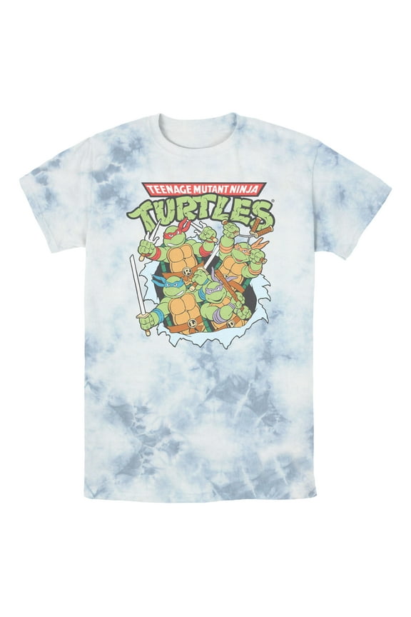 Men's Teenage Mutant Ninja Turtles Distressed Team in Action Graphic Tee White/Blue Medium