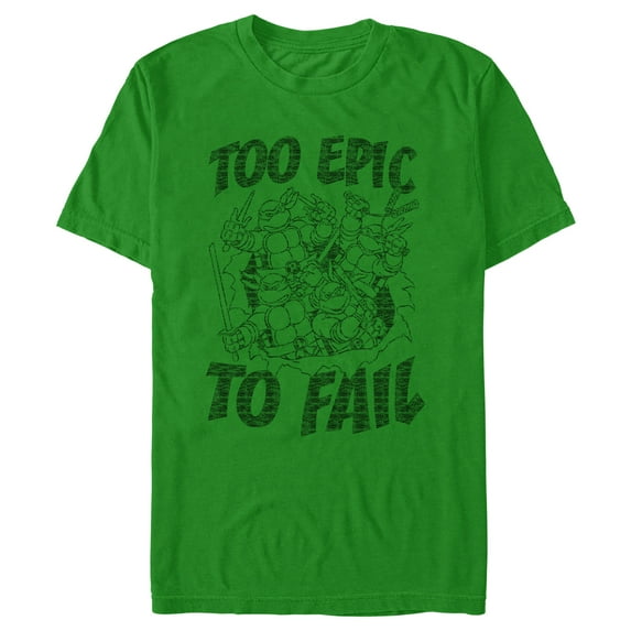 Men's Teenage Mutant Ninja Turtles Distressed Too Epic To Fail Graphic Tee Kelly Green 2X Large