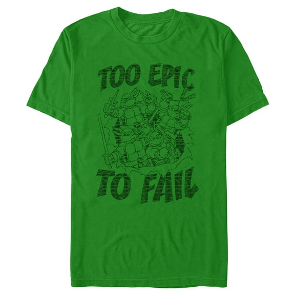Men's Teenage Mutant Ninja Turtles Distressed Too Epic To Fail  Graphic Tee Kelly Green X Large