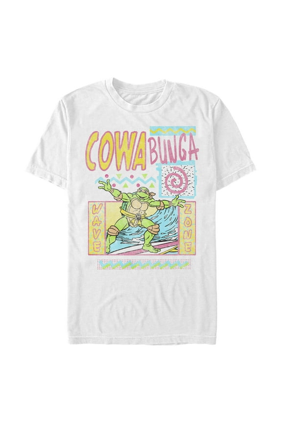 Men's Teenage Mutant Ninja Turtles Distressed Wave Zone Michelangelo Graphic Tee White 2X Large
