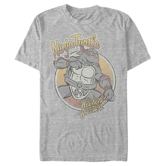 Men's Teenage Mutant Ninja Turtles Distressed Weekend Warrior Raphael Graphic Tee Athletic Heather 2X Large