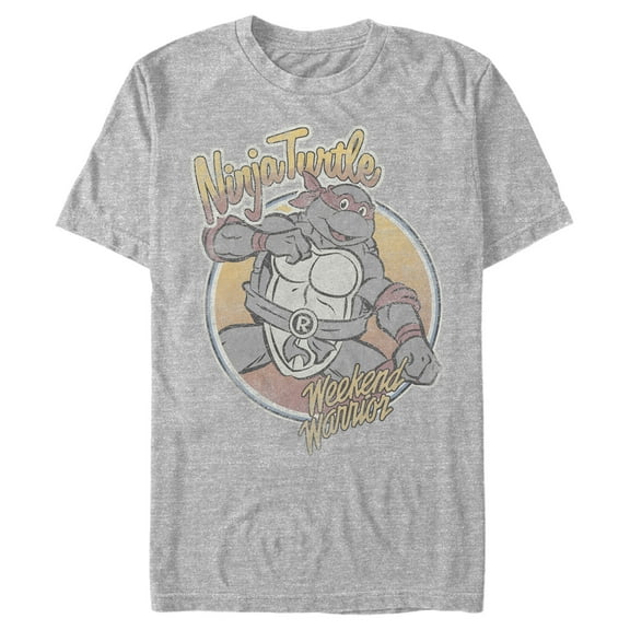 Men's Teenage Mutant Ninja Turtles Distressed Weekend Warrior Raphael  Graphic Tee Athletic Heather 3X Large