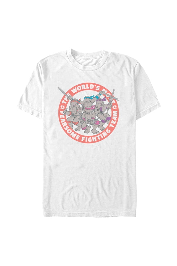 Men's Teenage Mutant Ninja Turtles Fearsome Fighting Team Badge Graphic Tee White Large
