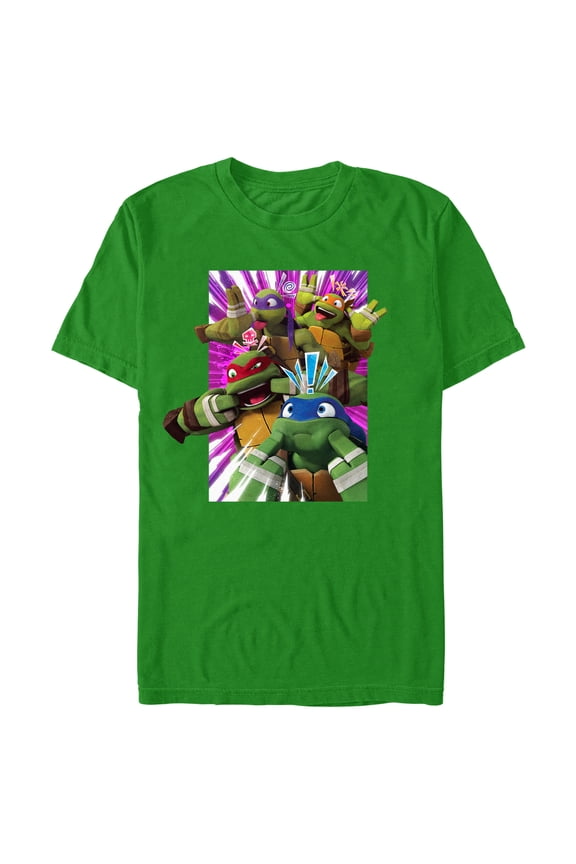 Men's Teenage Mutant Ninja Turtles Funny Faces Poster Graphic Tee Kelly Green Large