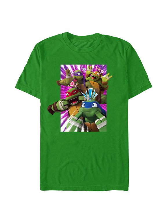 Men's Teenage Mutant Ninja Turtles Funny Faces Poster Graphic Tee Kelly Green X Large