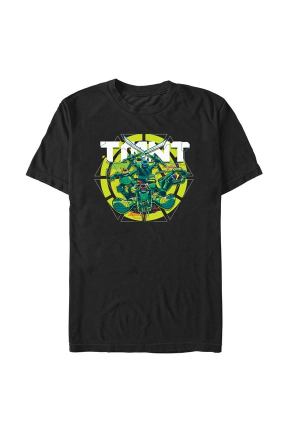 Men's Teenage Mutant Ninja Turtles Geometric Shell Logo Graphic Tee Black Large