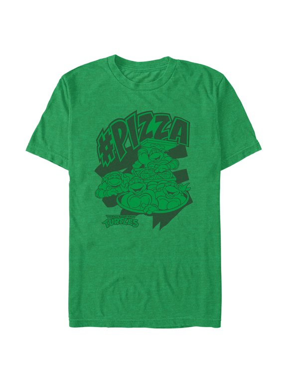 Men's Teenage Mutant Ninja Turtles Hashtag Pizza Group Shot Graphic Tee Kelly Heather Large