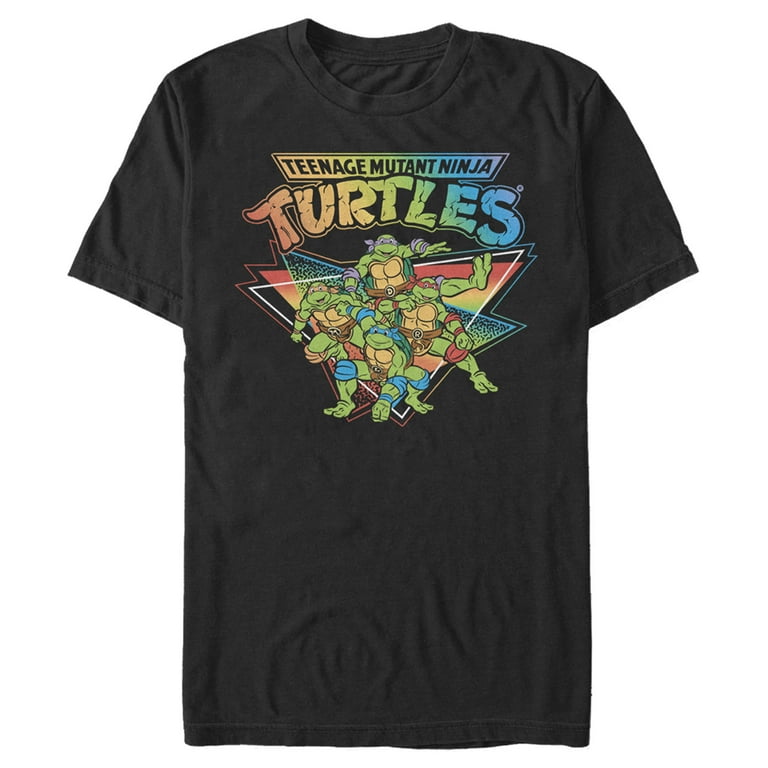 Teenage Mutant Ninja Turtles Men's Hero Rainbow '90s Vibe T-Shirt Black