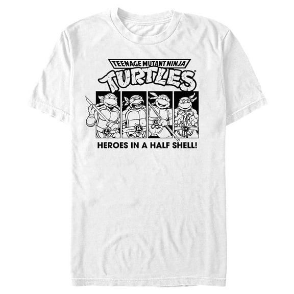 Men's Teenage Mutant Ninja Turtles Heroes in a Half Shell Black and White Panels  Graphic T-Shirt