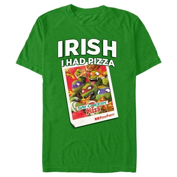 Men's Teenage Mutant Ninja Turtles Irish I Had Pizza Photo Graphic Tee Kelly Green X Large