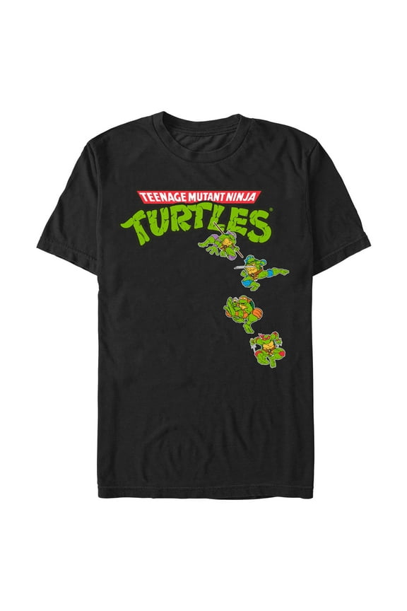 Men's Teenage Mutant Ninja Turtles Jumping Turtles Logo  Graphic Tee Black Large