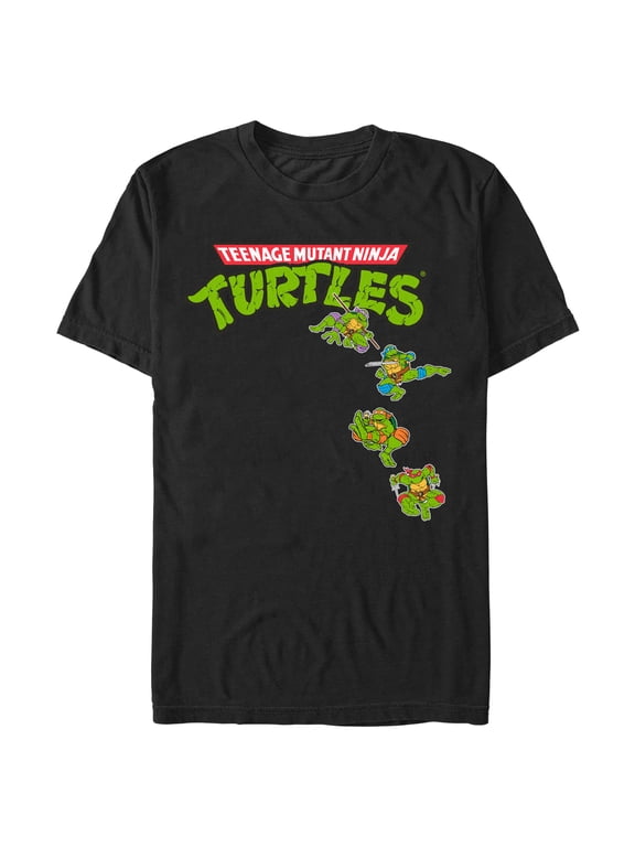 Men's Teenage Mutant Ninja Turtles Jumping Turtles Logo Graphic Tee Black Medium