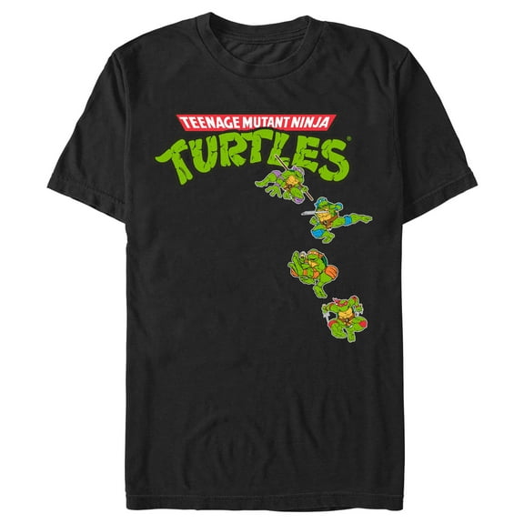 Men's Teenage Mutant Ninja Turtles Jumping Turtles Logo  Graphic Tee Black X Large