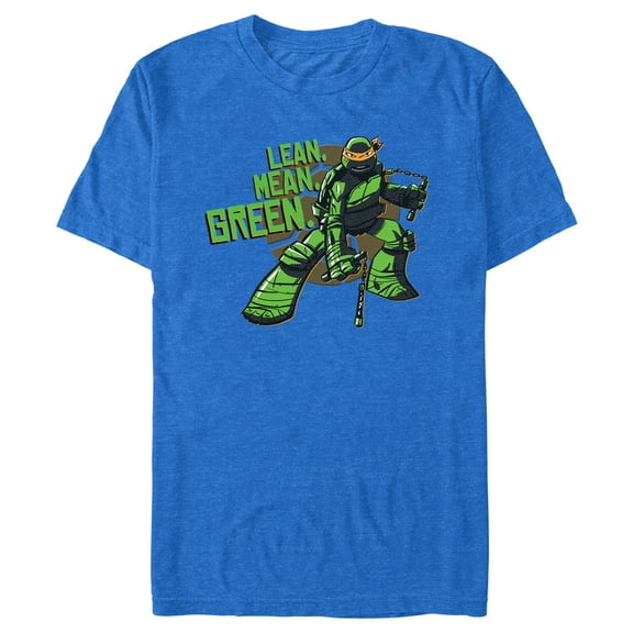 Men's Teenage Mutant Ninja Turtles Lean, Mean, Green Michelangelo Graphic Tee Royal Blue Heather 2X Large