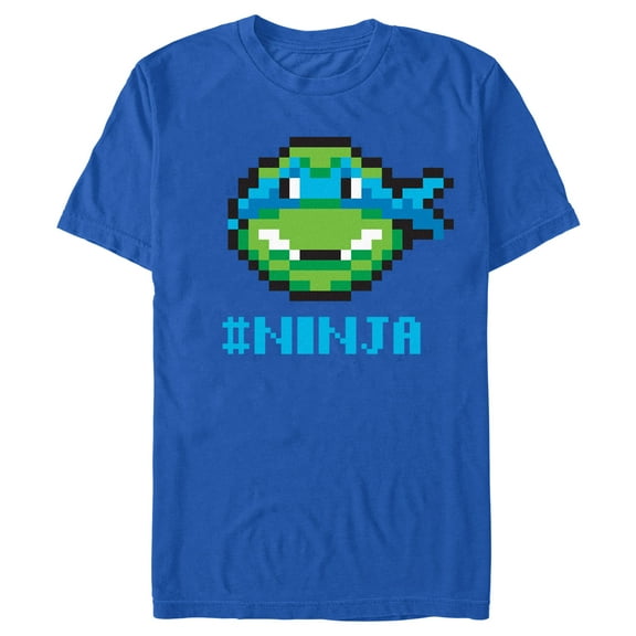 Men's Teenage Mutant Ninja Turtles Leonardo 8-Bit Face  Graphic T-Shirt