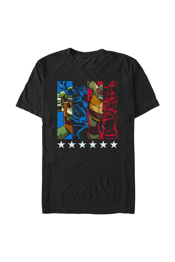 Men's Teenage Mutant Ninja Turtles Leonardo and Raphael Half Faces Graphic T-Shirt