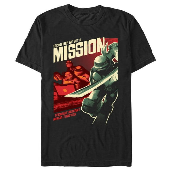 Men's Teenage Mutant Ninja Turtles Looks Like We Got a Mission Poster  Graphic Tee Black Large