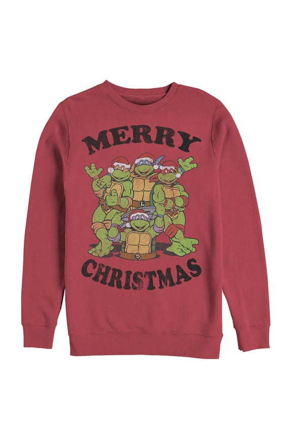Men's Teenage Mutant Ninja Turtles Merry Christmas Sweatshirt Red 2X Large