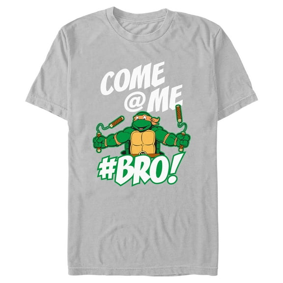 Men's Teenage Mutant Ninja Turtles Michelangelo Come at Me Bro Graphic Tee Silver Small