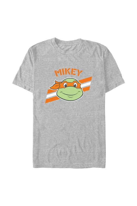 Men's Teenage Mutant Ninja Turtles Michelangelo Face Portrait Graphic Tee Athletic Heather Medium