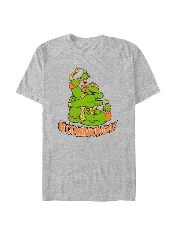 Men's Teenage Mutant Ninja Turtles Michelangelo Hashtag Cowabunga Graphic Tee Athletic Heather 3X Large