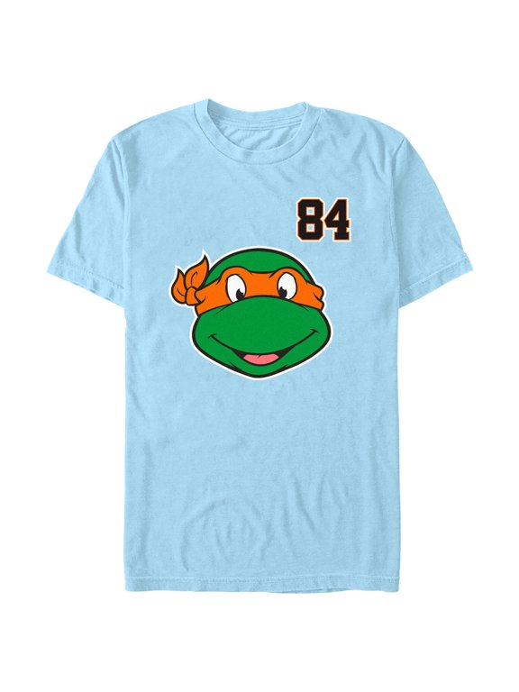 Men's Teenage Mutant Ninja Turtles Michelangelo Large Face Graphic Tee Light Blue 2X Large