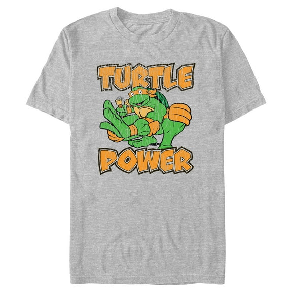 Men's Teenage Mutant Ninja Turtles Michelangelo Turtle Power Graphic Tee Athletic Heather Large