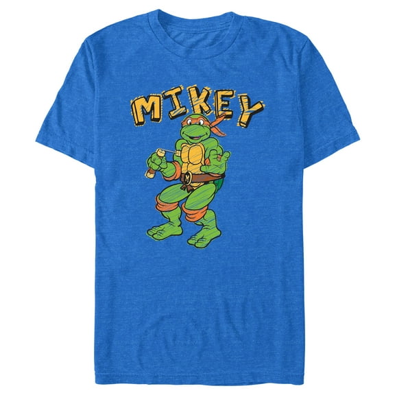 Men's Teenage Mutant Ninja Turtles Mikey Drawing  Graphic Tee Royal Blue Heather Large