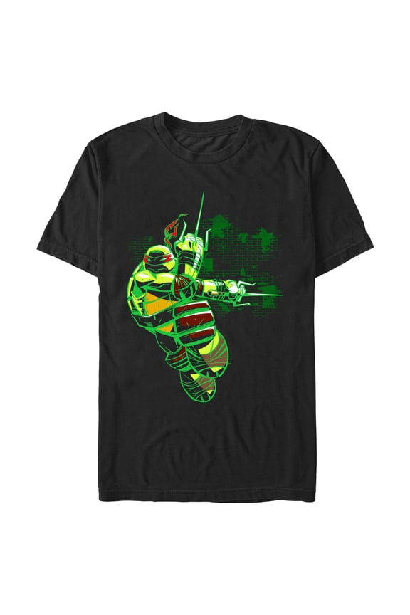 Men's Teenage Mutant Ninja Turtles Neon Raphael Fight Graphic T-Shirt