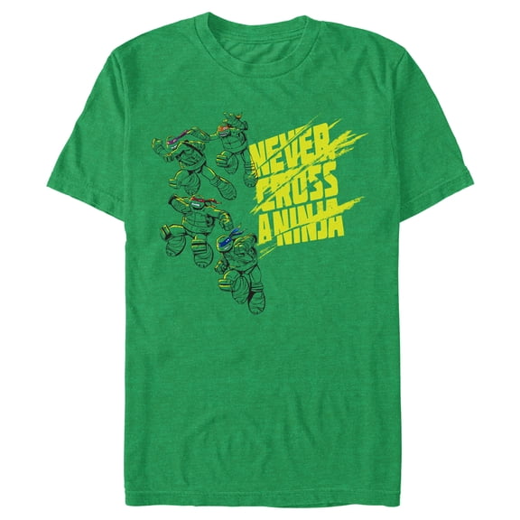 Men's Teenage Mutant Ninja Turtles Never Cross a Ninja Graphic Tee Kelly Heather X Large