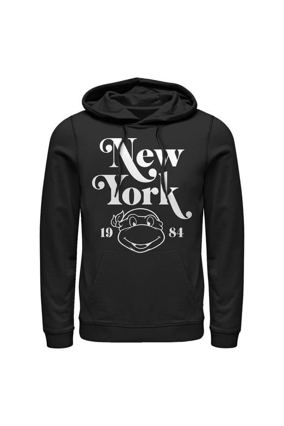 Men's Teenage Mutant Ninja Turtles New York Lined Donatello  Pull Over Hoodie Black 2X Large