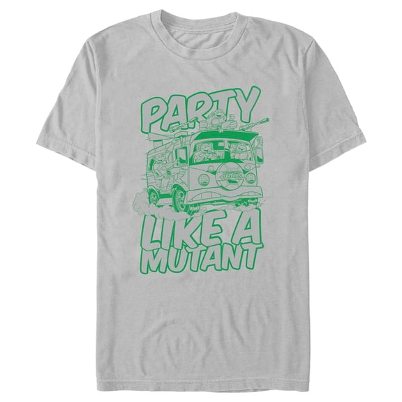 Men's Teenage Mutant Ninja Turtles Party Like a Mutant Graphic Tee Silver Small