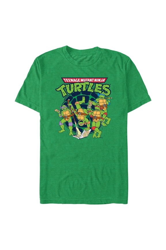 Men's Teenage Mutant Ninja Turtles Pizza Enjoyers Shell Logo Graphic Tee Kelly Heather X Large