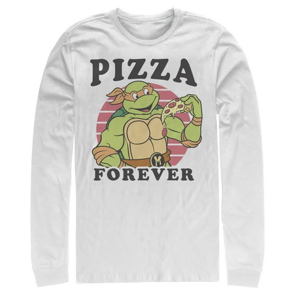Men's Teenage Mutant Ninja Turtles Pizza Forever  Long Sleeve Shirt White Small