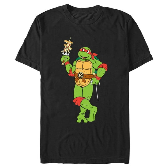 Men's Teenage Mutant Ninja Turtles Raphael Pizza Skewer  Graphic Tee Black 3X Large