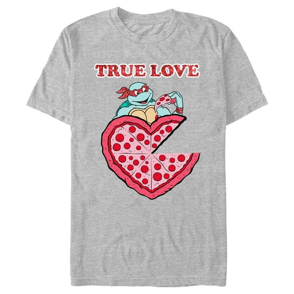 Men's Teenage Mutant Ninja Turtles Raphael and Pizza True Love Graphic Tee Athletic Heather 2X Large