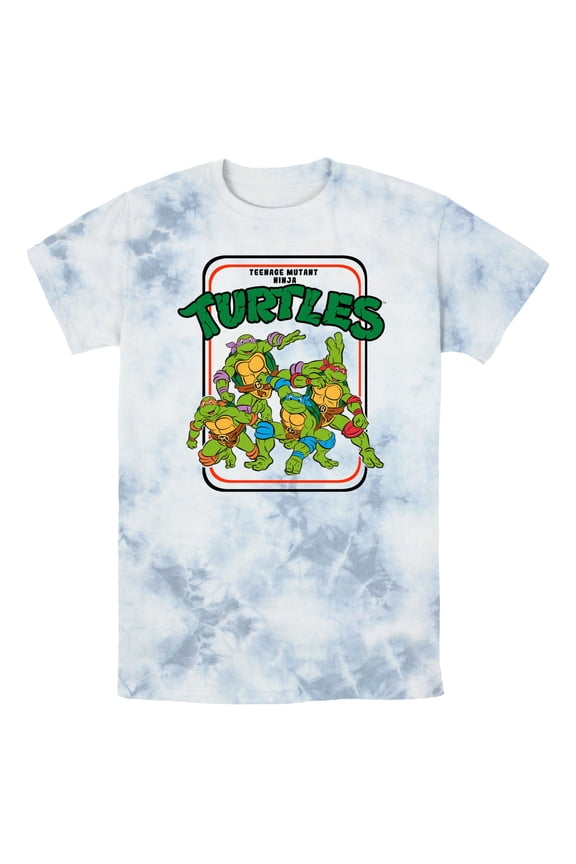 Men's Teenage Mutant Ninja Turtles Retro Card Frame Logo Graphic Tee White/Blue Large