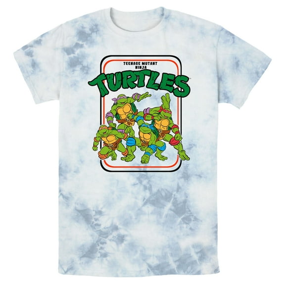 Men's Teenage Mutant Ninja Turtles Retro Card Frame Logo Graphic Tee White/Blue Medium