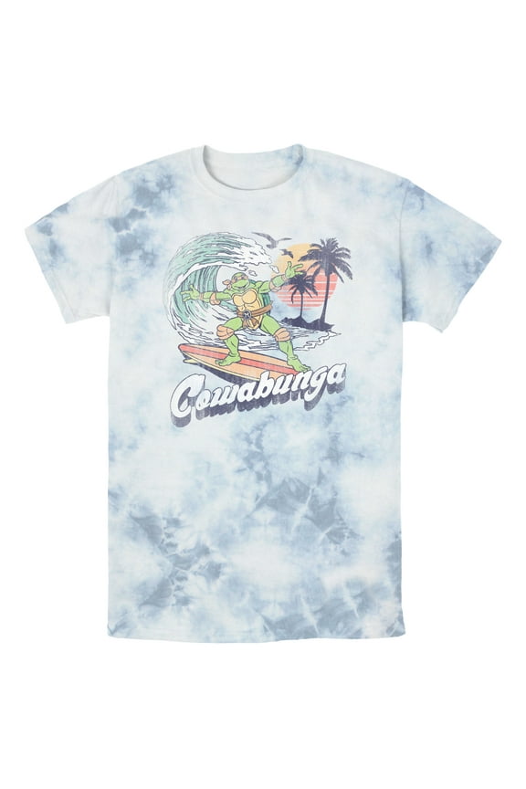 Men's Teenage Mutant Ninja Turtles Retro Cowabunga Michelangelo Graphic Tee White/Blue Small